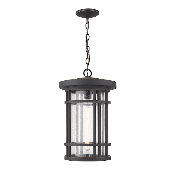 Z-Lite Jordan 1 Light Outdoor Chain Mount Ceiling Fixture, Oil Rubbed Bronze And Clear Seedy 570CHXL-ORB - main